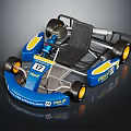 Blue and Yellow Pepsi Go Kart with Number 17 Black Seat and Silver Frame