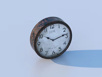 Vintage Alarm Clock with Retro Texture Classic Clock Face Black Numbers White Background 3d model