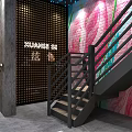 Bridal Shop Interior With Golden Sculptures Pink Decor Neon Signs And Tiled Walls