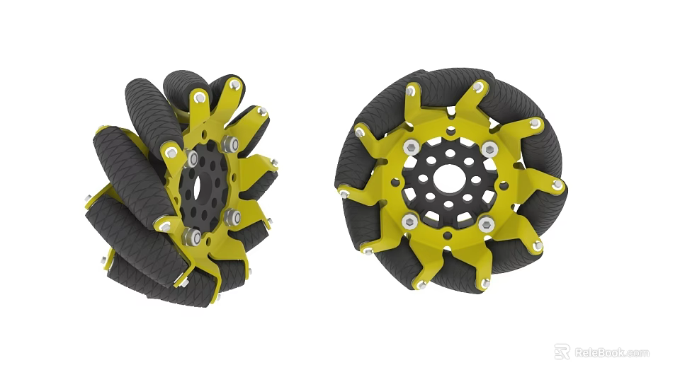 Tire Anti Slip Chains With Yellow Metal Structure And Black Rubber Parts 3d model 