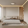 Modern Bedroom Interior Design With Comfortable Bed Built In Cabinets And Soft Lighting