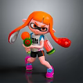 Vibrant Game Character With Orange Hair Twin Pigtails Goggles Weapon And Sporty Outfit