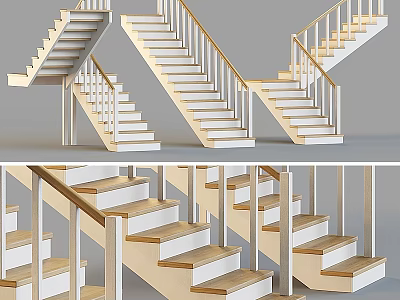 Wooden Staircase Design Ideas With Modern Handrails And Stylish Steps 3d model