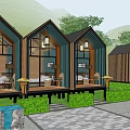 Boutique Guesthouse Wooden Architecture With Gabled Roof Large Glass Windows And Outdoor Terrace