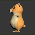 Cute Orange And Beige Cartoon Hamster 3D Model With Arms Outstretched On Dark Background