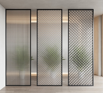 Modern partition carved glass partition 3d model