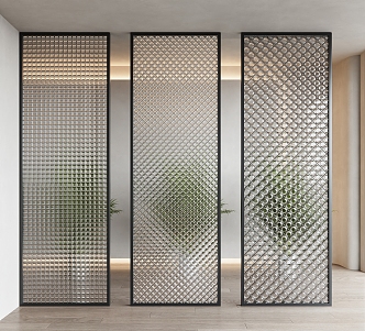 Modern partition carved glass partition 3d model