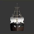 3D Cargo Ship Model with Brown Hull White Superstructure Deck Cranes on Reflective Surface 3d model