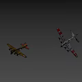 Vintage Military Bomber Aircraft With Brown Fuselage Red Wing Edges And US Star Emblem