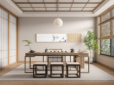 New Chinese Tea Room Tea Room Tea Table and Chair 3d model