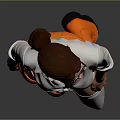 Woman In White Tied Shirt Orange Shorts Sunglasses White Thigh High Socks And Orange Boots