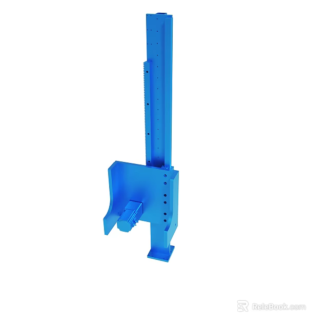 Blue Metal Industrial Component With Vertical Structure And Installation Holes 3d model 