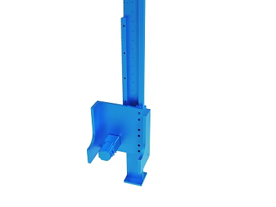 Blue Metal Industrial Component With Vertical Structure And Installation Holes 3d model