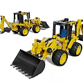 Yellow Toy Construction Vehicle Building Blocks Set With Excavator And Loader