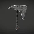 Unique Metal Axe With Serrated Edge Spiral Handle And Intricate Design