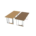 Modern Simple Dining Table With Wooden Top And Metal Leg Designs