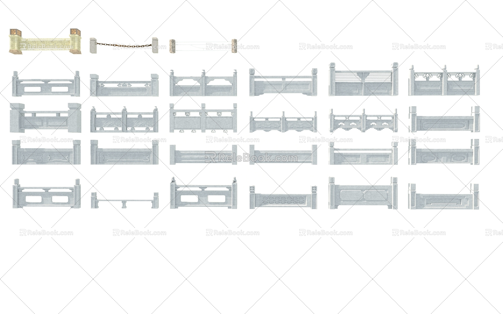 Stone Railing 3d model