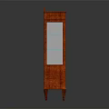 Antique Red Wooden Cabinet With Glass Doors Carved Details And Wooden Legs