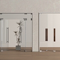 Modern glass door combination double door glass single door office glass door 3d model