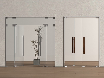 Modern glass door combination double door glass single door office glass door 3d model