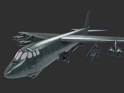 Dark Gray Military Aircraft With Long Fuselage Multiple Engines And Wings 3d model