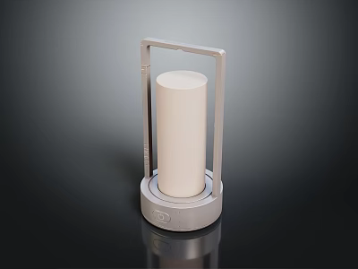 Minimalist Headphone Speaker With Cylindrical Body Metallic Frame And Silver Base 3d model
