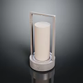 Minimalist Headphone Speaker With Cylindrical Body Metallic Frame And Silver Base