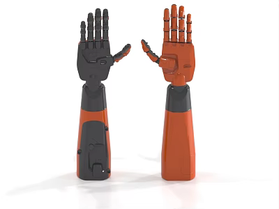 Advanced Smart Machine Arm Design With Black And Orange Color And Mechanical Structure 3d model