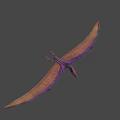 3D Pterosaur Model With Purple Brown Wings Long Beak And Prominent Eyes