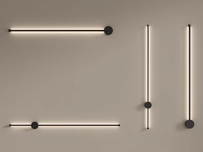 Modern Minimalist Black Linear Wall Lamps With LED Light For Indoor Decor 3d model