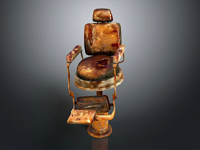 Vintage Style Massage Chair With Rustic Metal Frame And Comfortable Padded Seat 3d model