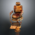 Vintage Style Massage Chair With Rustic Metal Frame And Comfortable Padded Seat