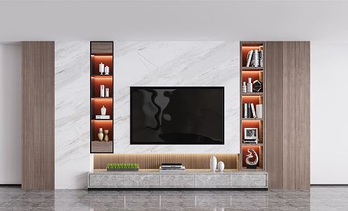 Modern TV background wall 3d model