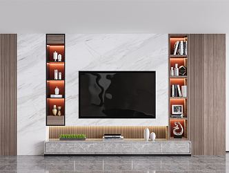 Modern TV background wall 3d model