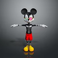 Game Movie Character With Stretched Arms Large Black Ears Red Shorts Yellow Shoes