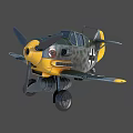 Vintage German Fighter Plane In Yellow Green With Propeller Wings And Wheels