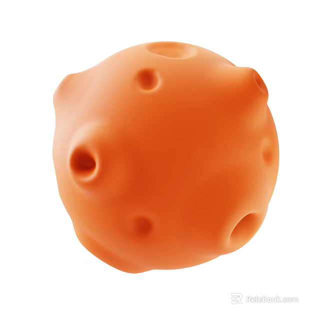 Abstract Orange Spherical Sculpture With Creative Artistic Surface Holes Design 3d model 