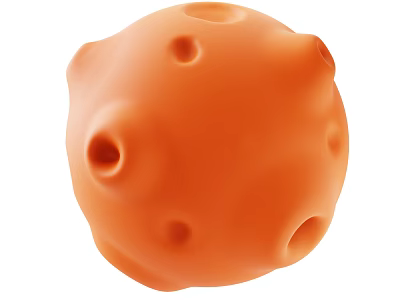 Abstract Orange Spherical Sculpture With Creative Artistic Surface Holes Design 3d model