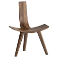 Sleek Wooden Accent Chair With Walnut Finish Curved Backrest And Seat Design