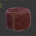 Round Red Textured Leather Sofa Stool for Modern Living Room Decor