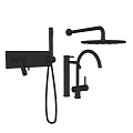 Modern Black Faucet Set for Kitchen and Shower with Stylish Design
