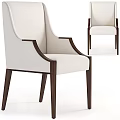 Modern Leisure Chair With Beige Fabric And Dark Brown Wooden Arms Legs
