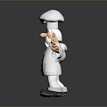 Cute Chef Kitchen Figurine Wearing White Uniform Hat Holding Spoon Decoration