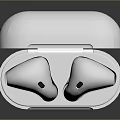 White Wireless Bluetooth Earbuds With Charging Case And Green Indicator Light