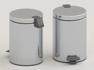 Stainless Steel Household Trash Cans With Pedal And Manual Lid Design For Kitchen Use 3d model