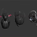 Stylish Long Black Hair Wigs With Various Decorative Ribbons And Beads