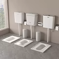 Modern Bathroom Interior With Wall Mounted Toilet Cisterns And Squat Toilets