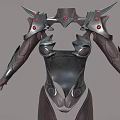Futuristic Metallic Combat Armor With Spiked Shoulders And Full Body Design