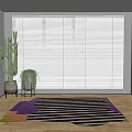 Modern venetian blinds special-shaped carpet green plant venetian blinds 3d model