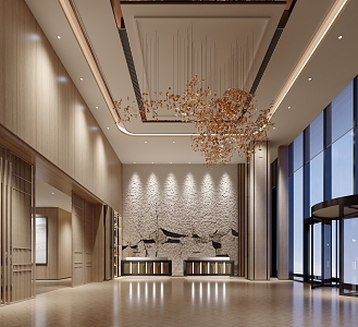 New Chinese Hotel Lobby 3d model